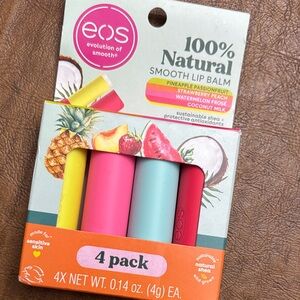 EOS 100% Natural Lip Balm 4-Pack - Pink, Yellow, Blue